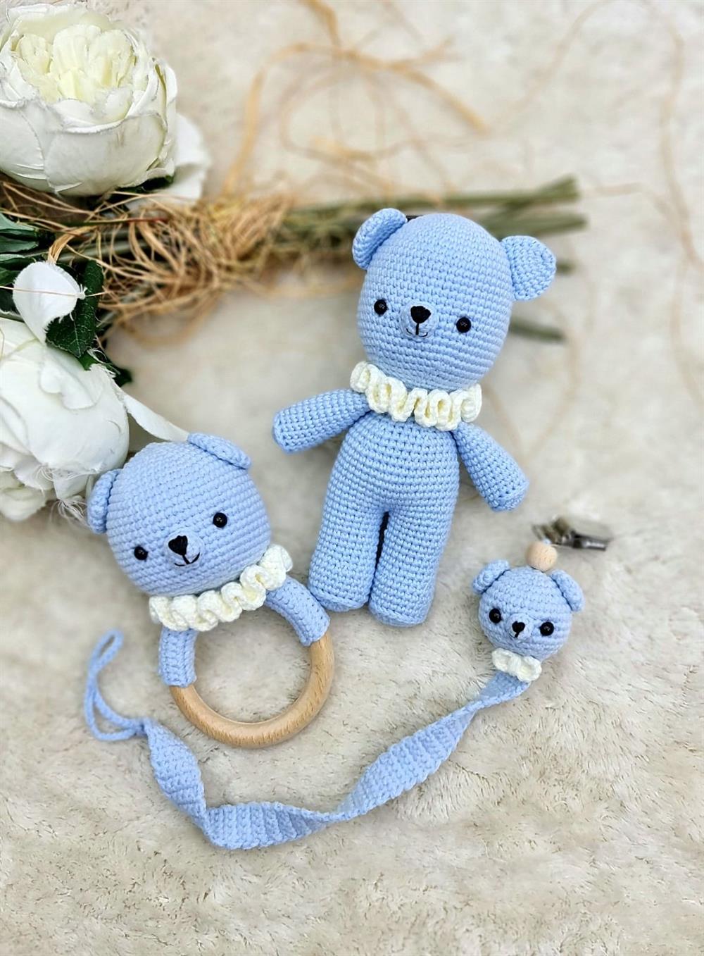3 lü AMİGURUMİ SEVİMLİ AYICIK SET 