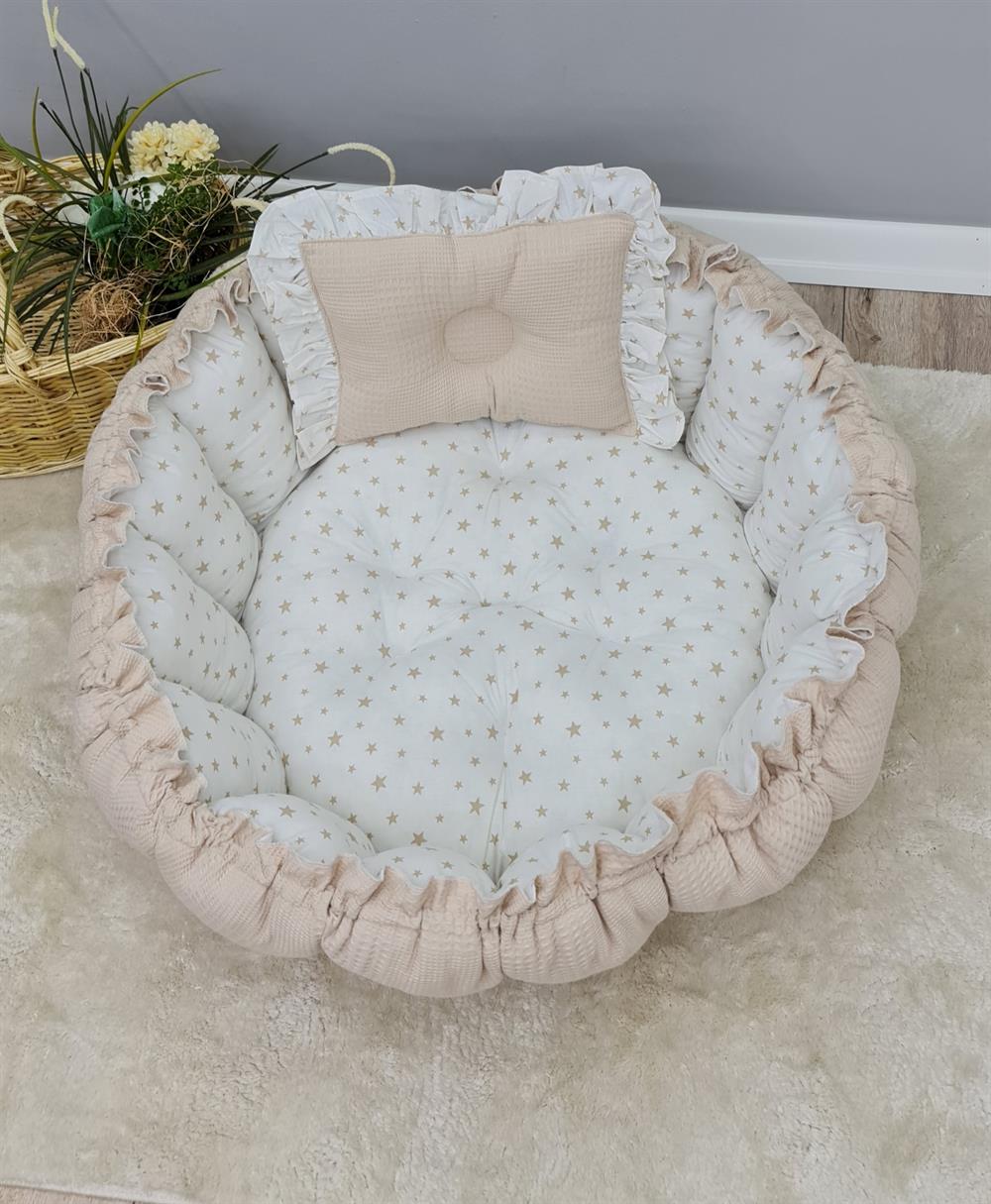 BEJ YILDIZ YASTIĞI FIRFIRLI YUVARLAK BABYNEST