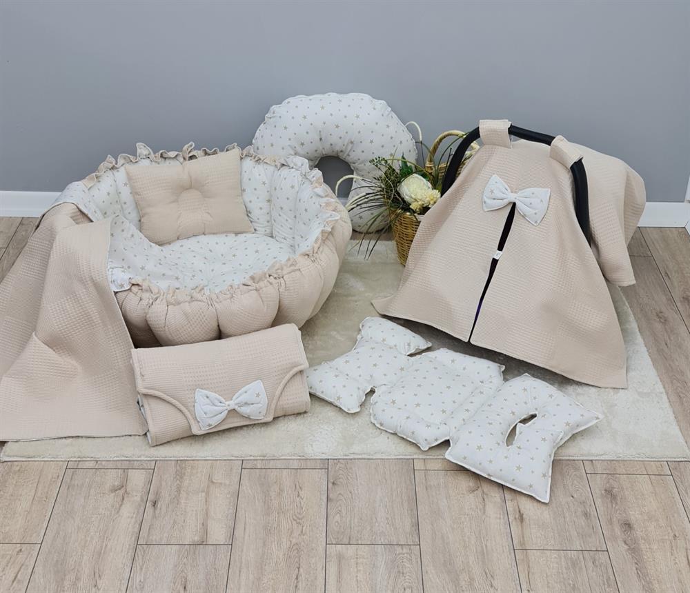BEJ YILDIZ YUVARLAK BABYNEST SET 