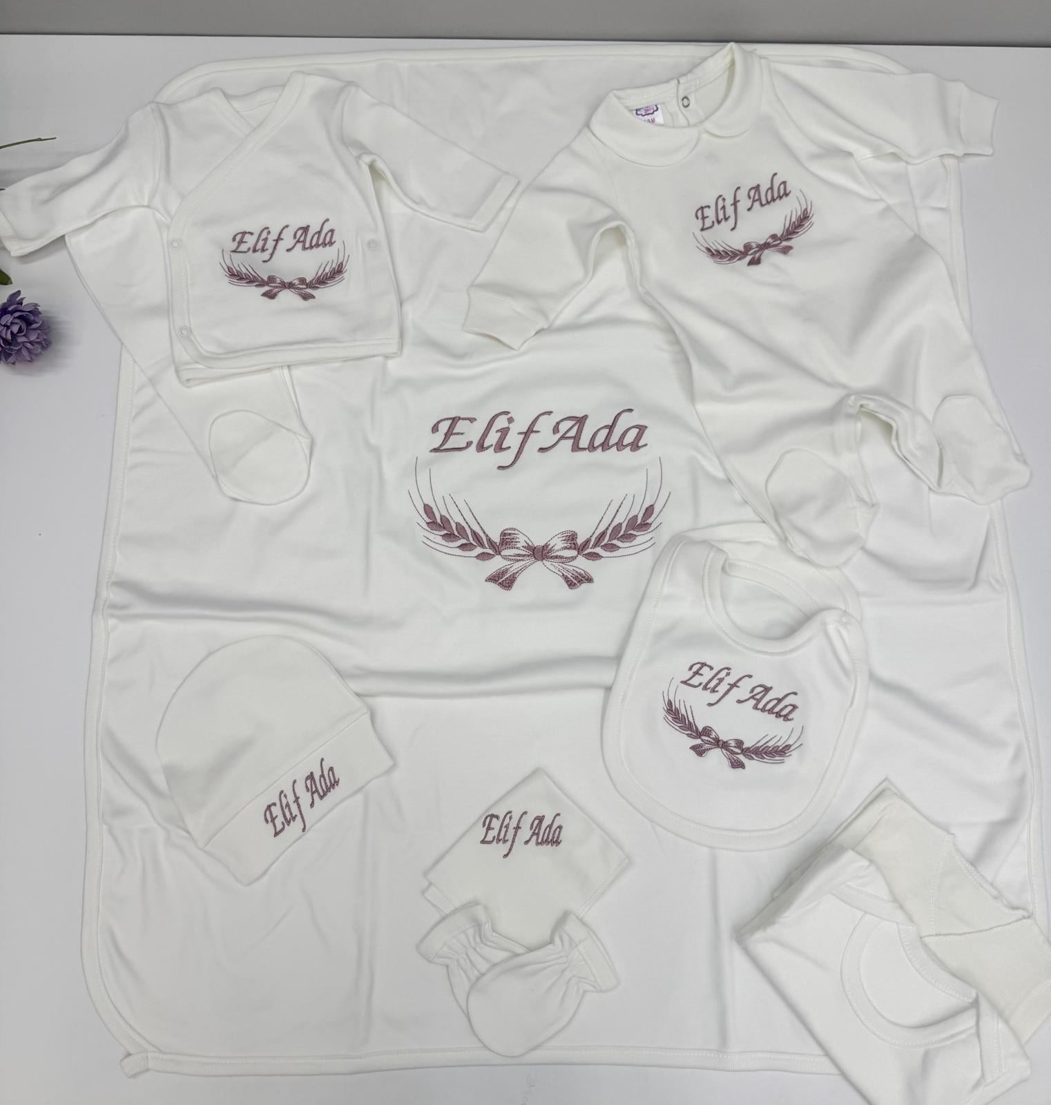 BEYAZ BİYELİ BAŞAK  DESEN NAKIŞLI 10 LU SET 
