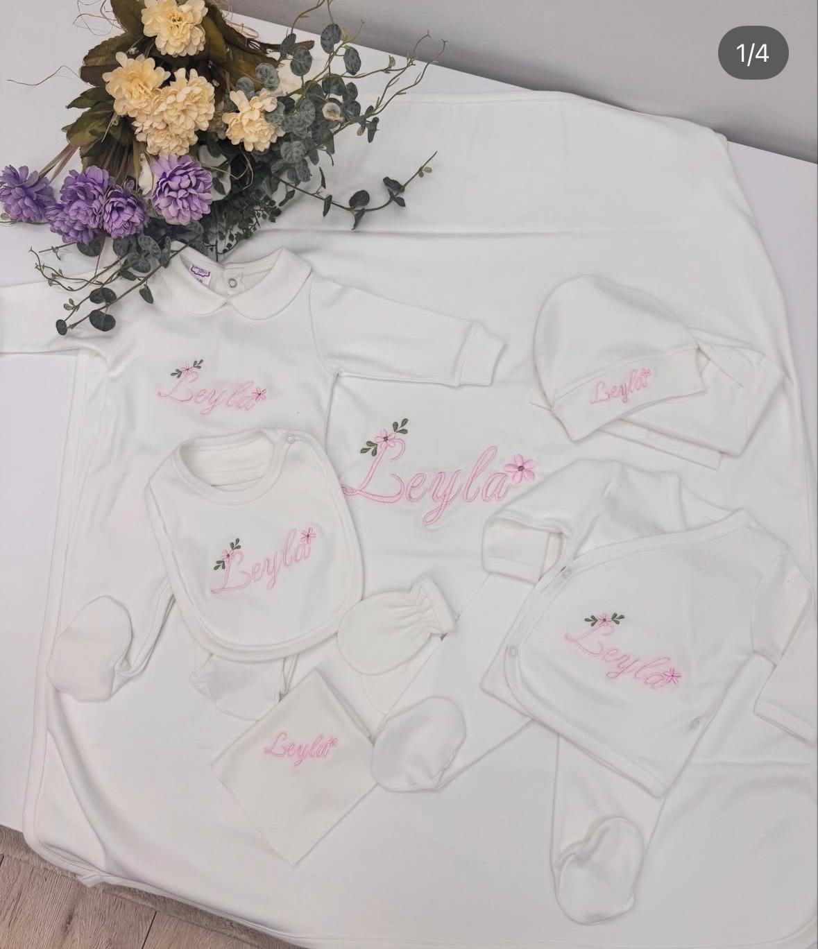 BEYAZ BİYELİ ÇİÇEK  NAKIŞLI 10 LU SET 