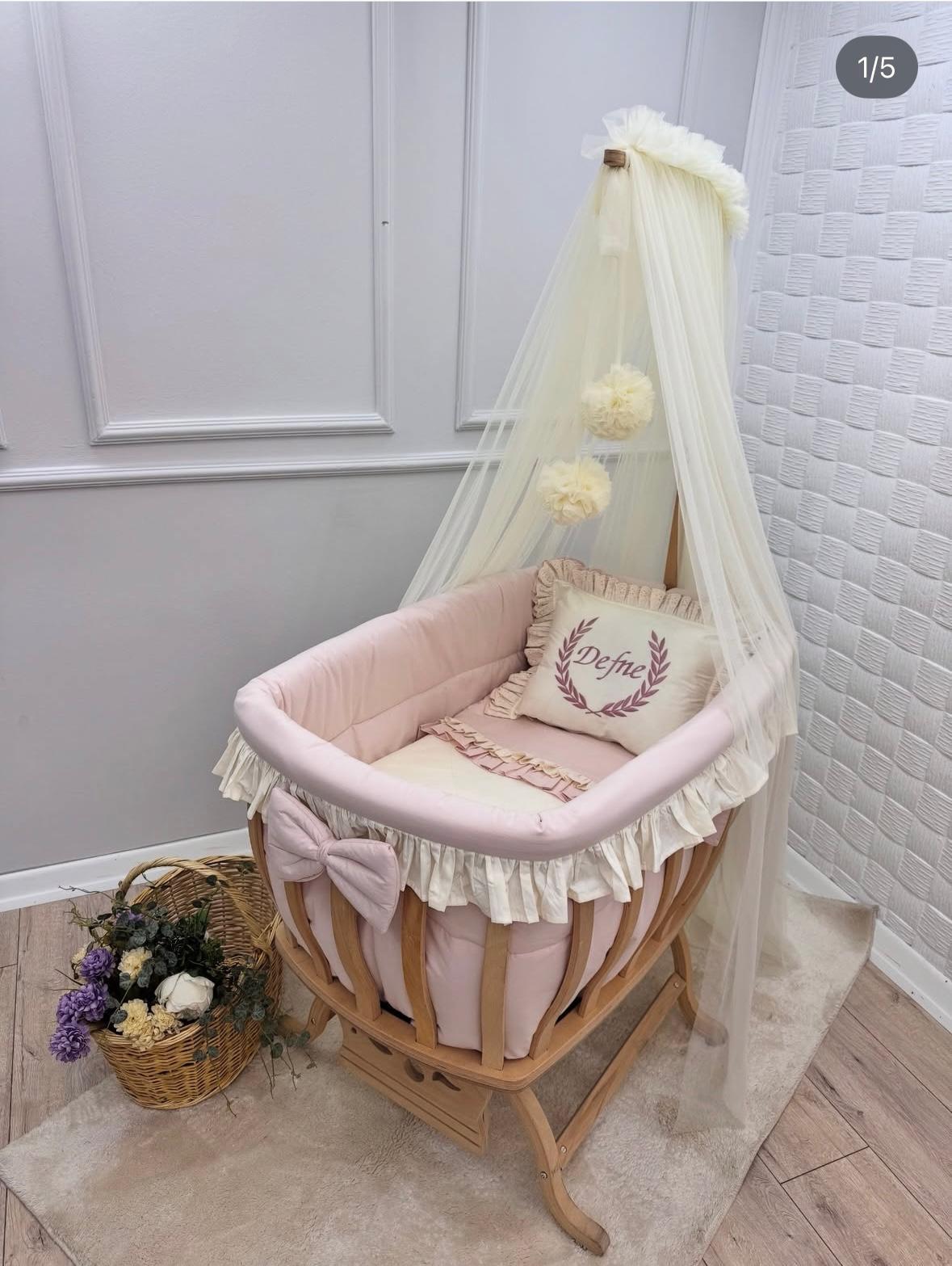 ELEGANT AÇIK PUDRA KREM  FIRFIRLI SEPET BEŞİK TEKSTİLİ 