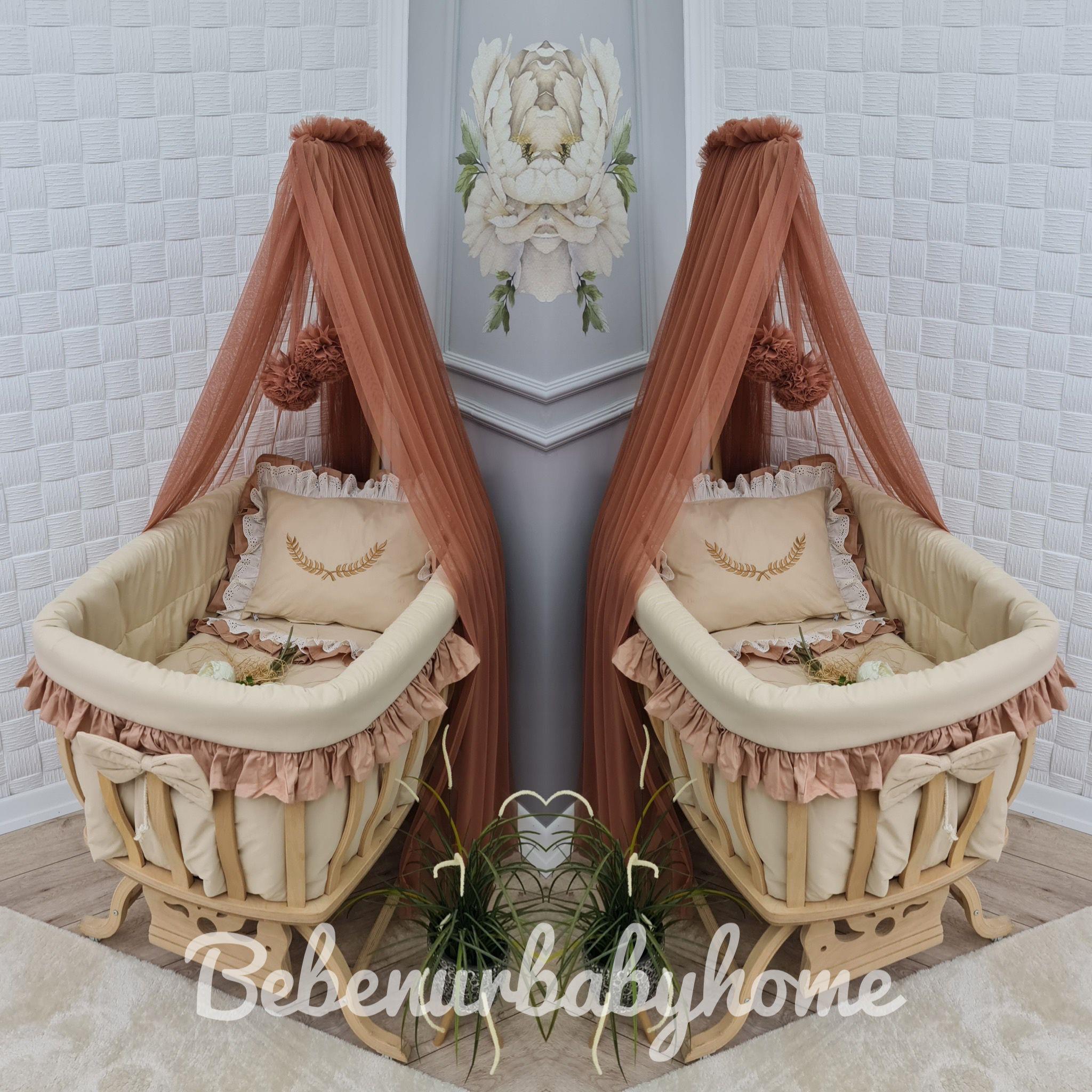ELEGANT BEJ KAHVE FIRFIRLI SEPET BEŞİK TEKSTİLİ 