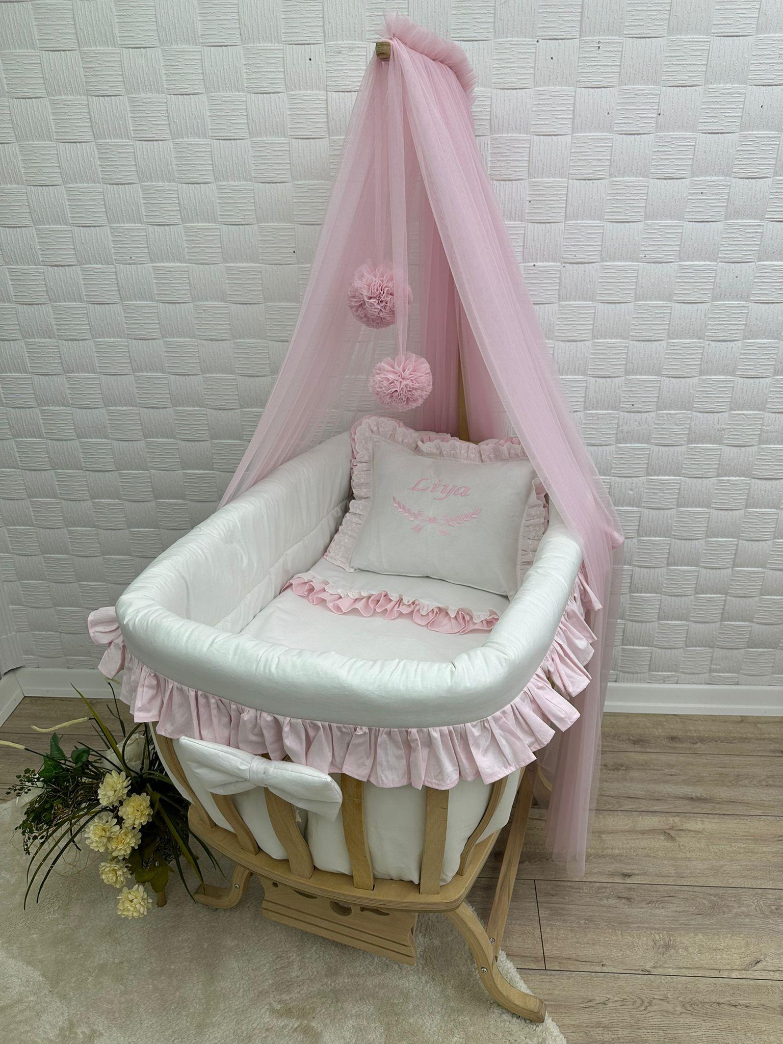 ELEGANT BEYAZ PEMBE FIRFIRLI SEPET BEŞİK TEKSTİLİ 