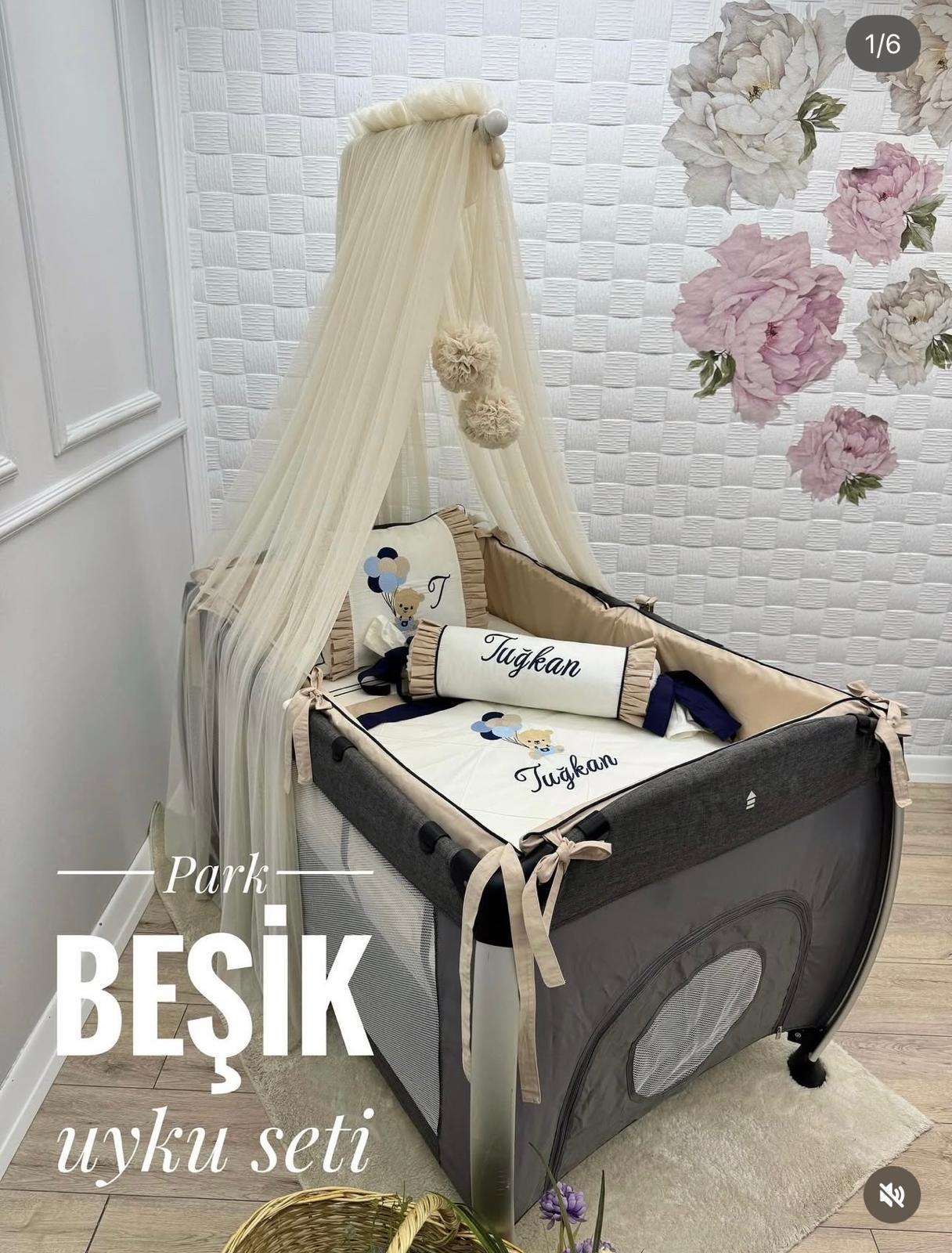 ELEGANT EKRU - BEJ -LACİVERT KOMBİNLİ PARK BEŞİK UYKU SETİ 