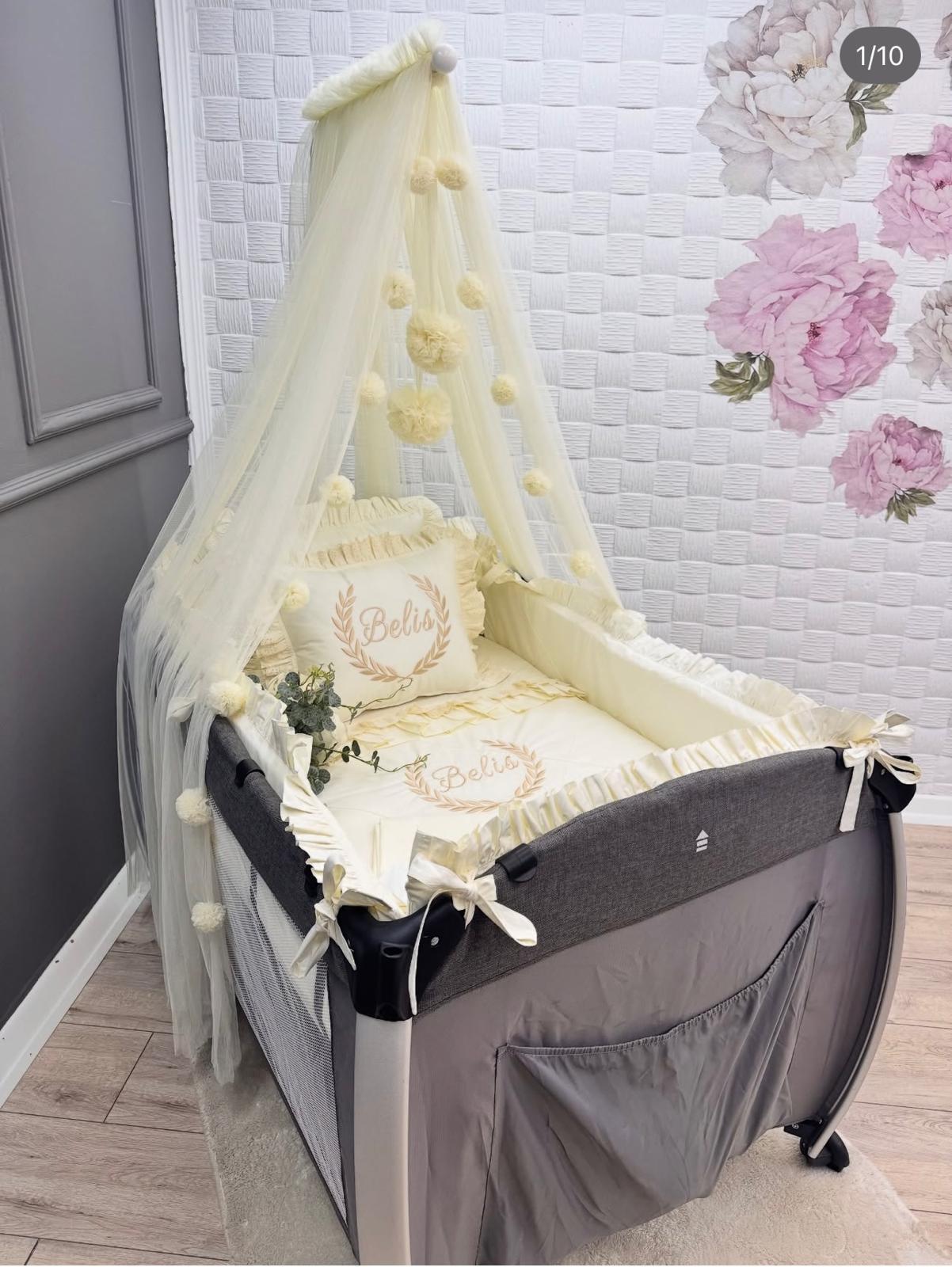 ELEGANT FUL KREM KOMBİNLİ PARK BEŞİK UYKU SETİ 