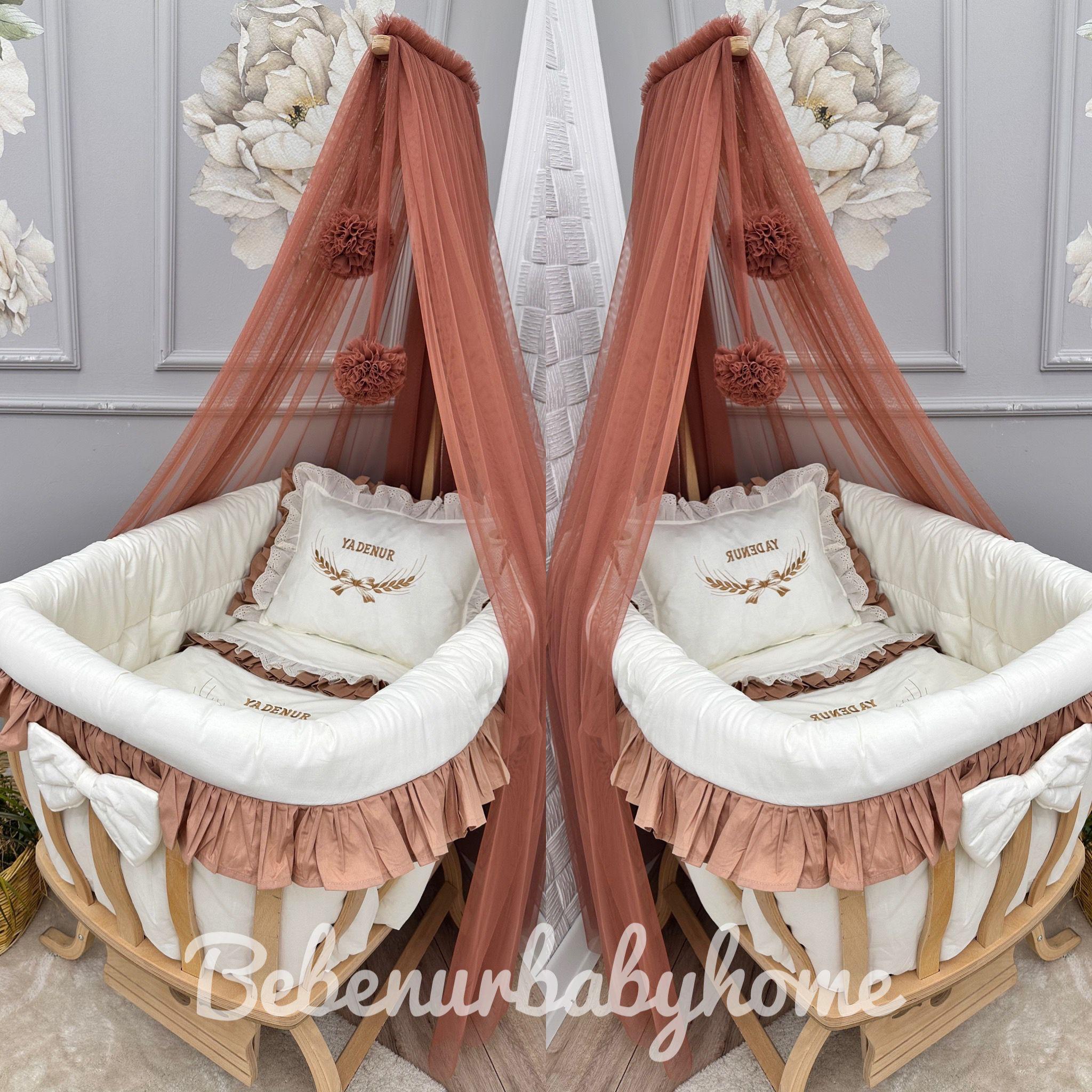 ELEGANT KREM KAHVE FIRFIRLI SEPET BEŞİK TEKSTİLİ 