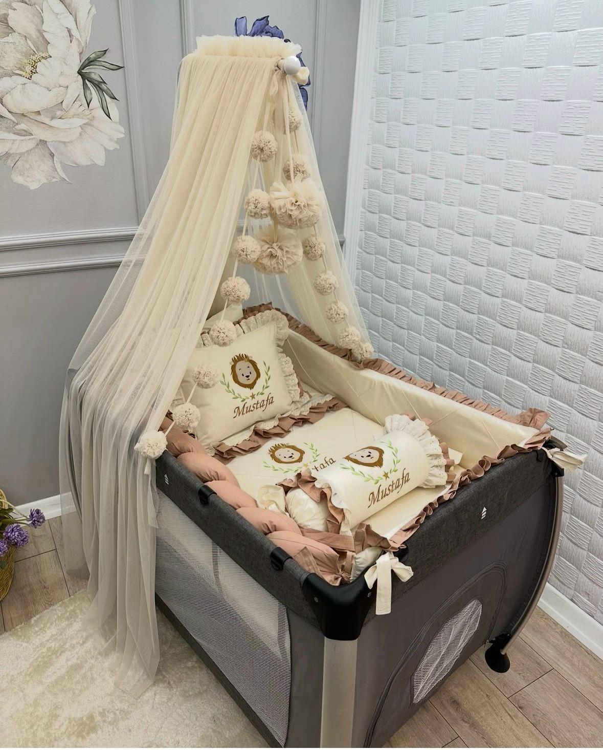 ELEGANT VANİLYA  KAHVE FIRFIRLI PARK BEŞİK UYKU SETİ 
