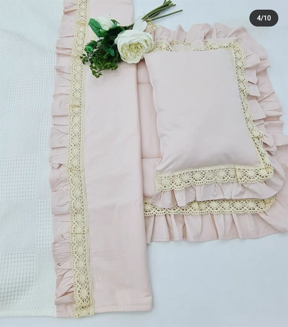 KREM PİKE PUDRA FIRFIRLI DANTELLİ BATTANİYE