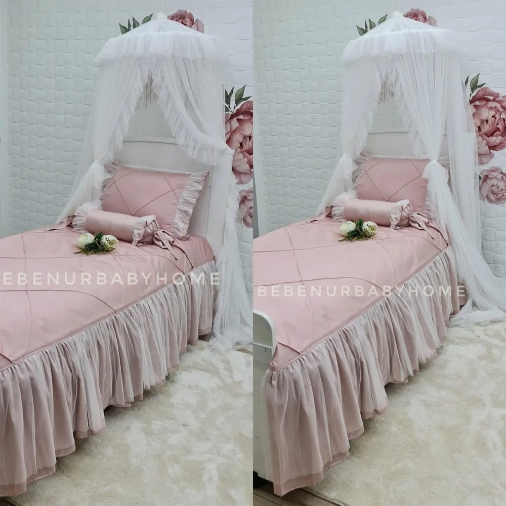 ROSELLA EKRU TÜLLÜ TEK KİŞİLİK YATAK ÖRTÜSÜ