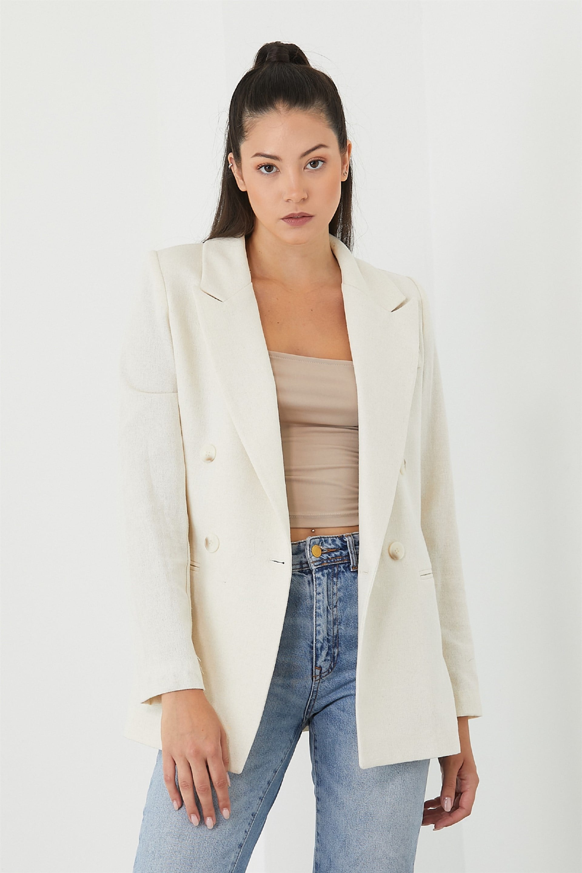 Kadın Keten Blazer Ceket