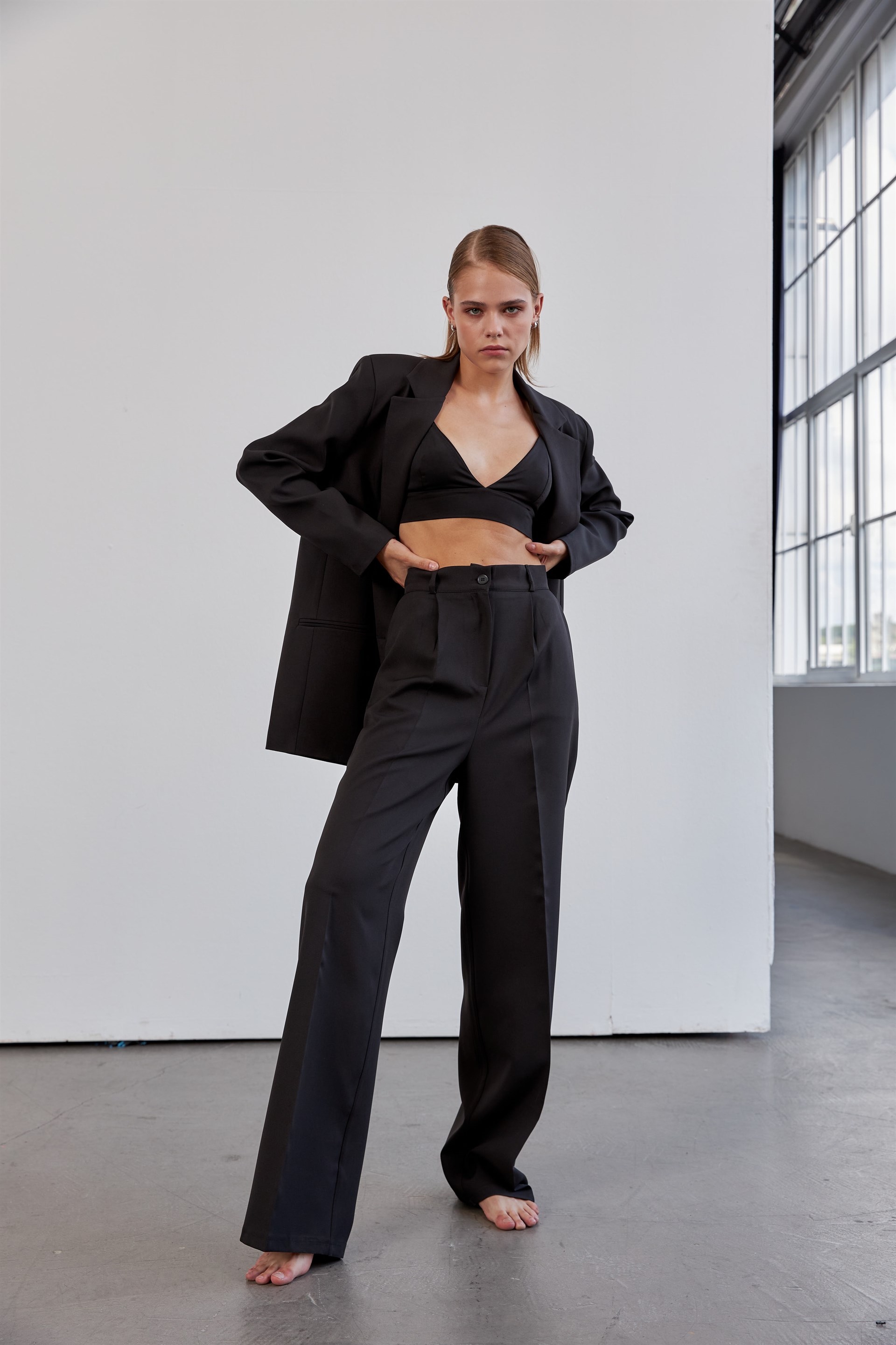 Siyah Oversize Blazer Ceket Takım