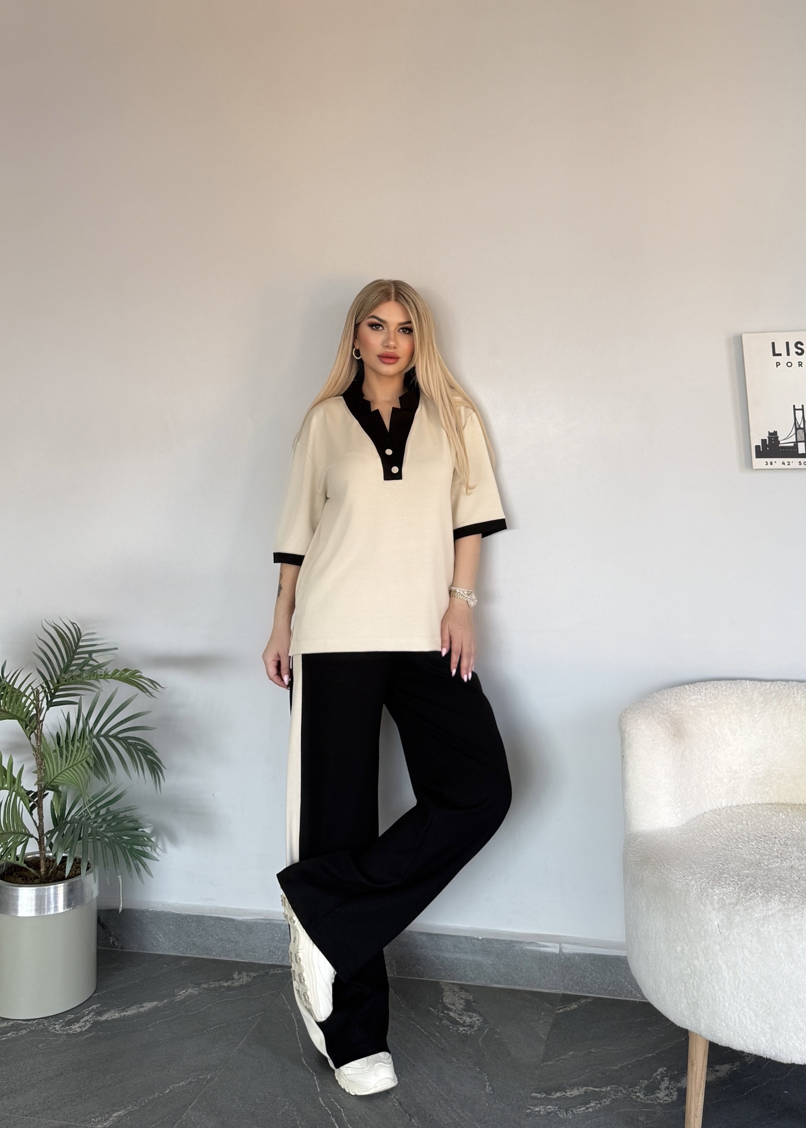 DK basic şeritli takım siyah 