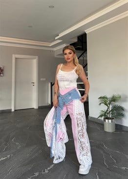     Luna Denim Dantel Takım Pembe 