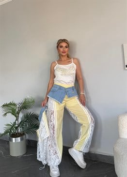     Luna Denim Dantel Takım Sarı