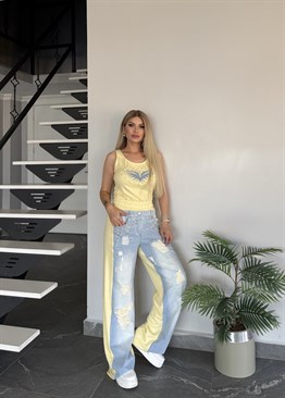Angel Taşlı Takım Sarı