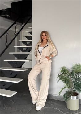 BB Sıra taşlı takım krem
