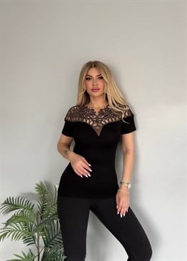 Gerdan bluz gold taşlı   