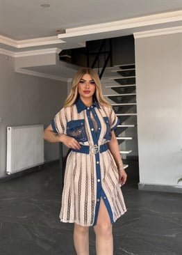Love 2 Li kemerli elbise nude 
