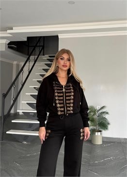 Sienna takım siyah gold taşlı 