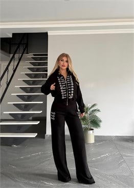 Sienna takım siyah gümüş taşlı 