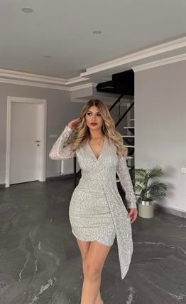 Silver payet elbise 