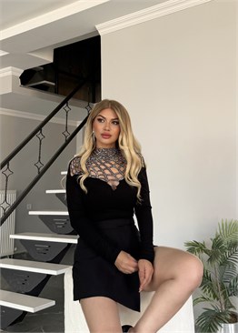 Spider taşlı bluz gümüş taşlı 
