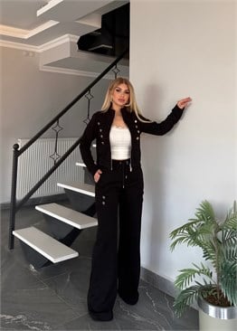 Vega Düğmeli Takım siyah 