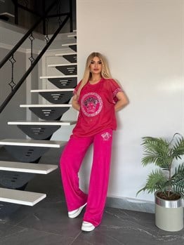 Vrsc file taşlı 3 lü takım pembe 