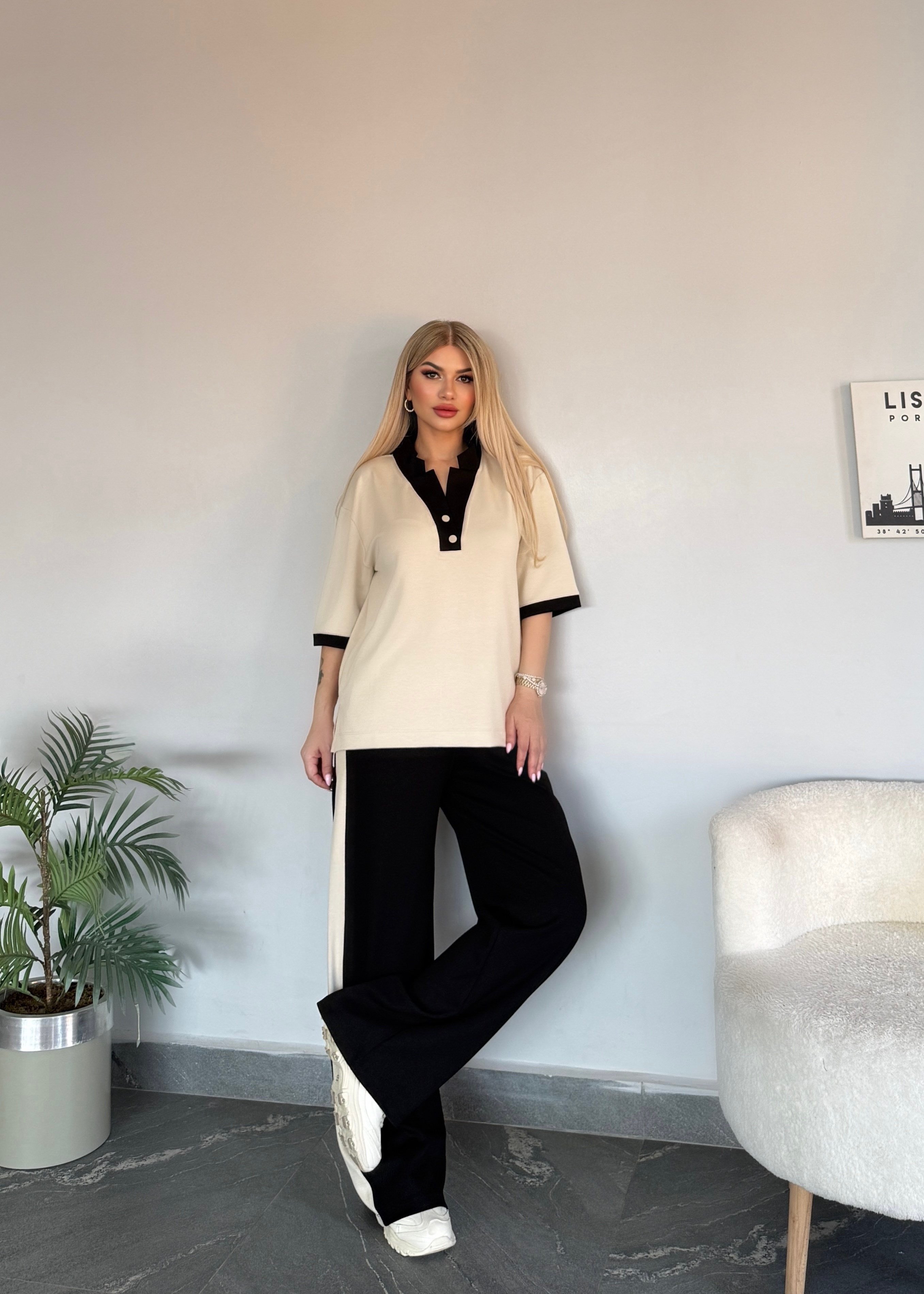 DK basic şeritli takım siyah 