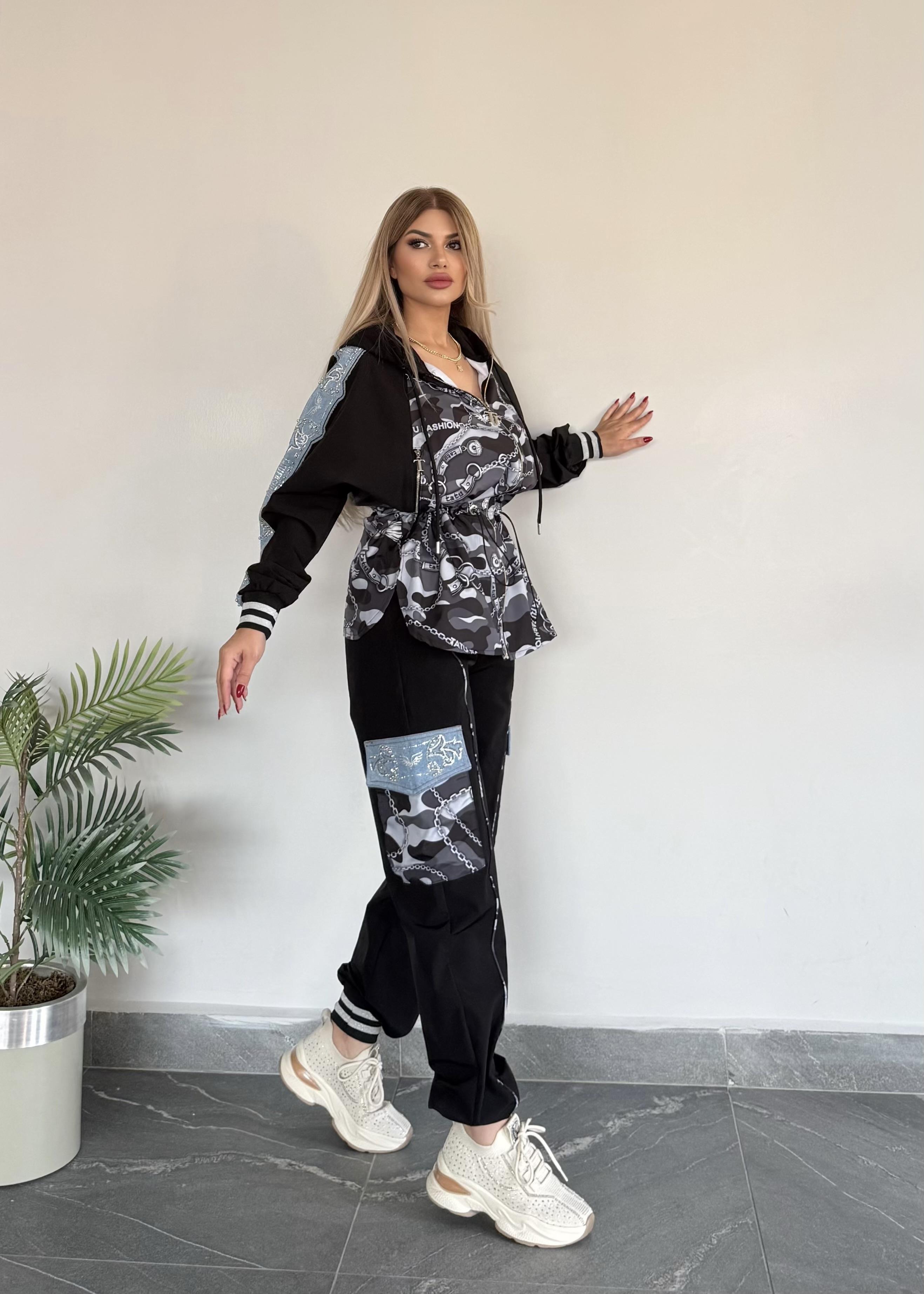 Kamuflaj takım gri siyah 