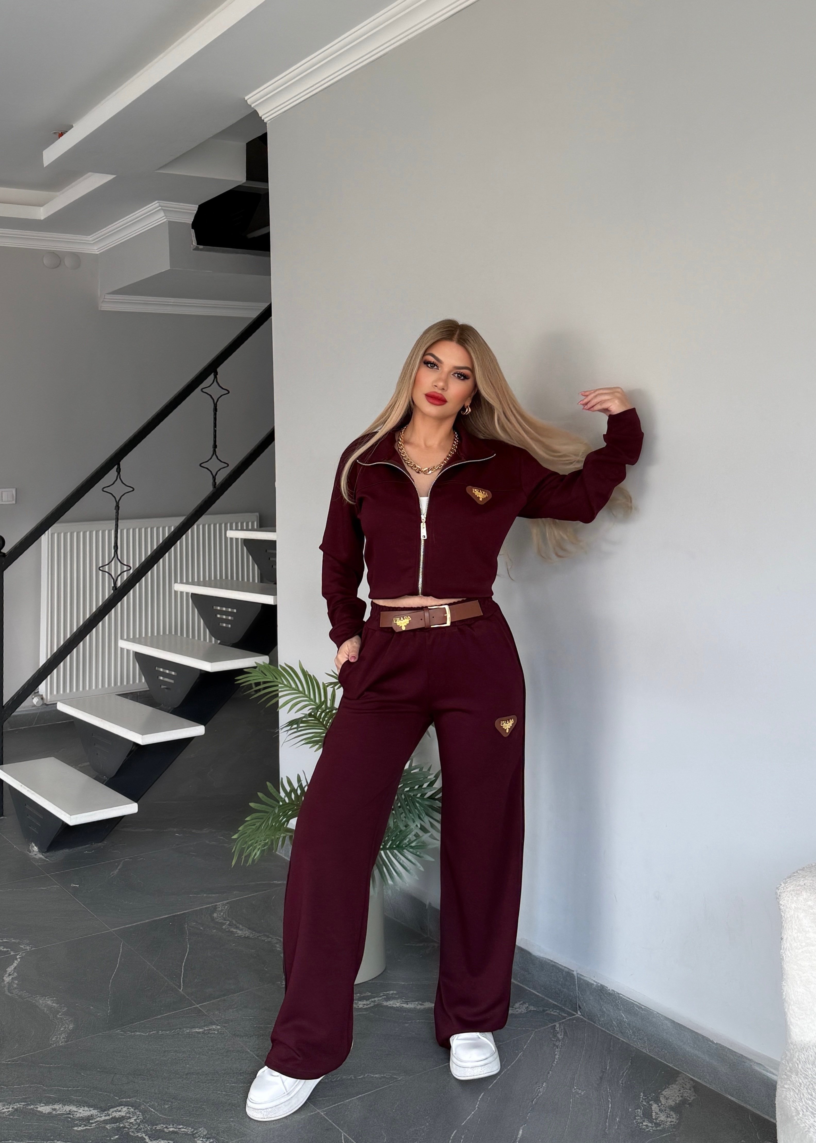 Prd kemerli takım bordo 