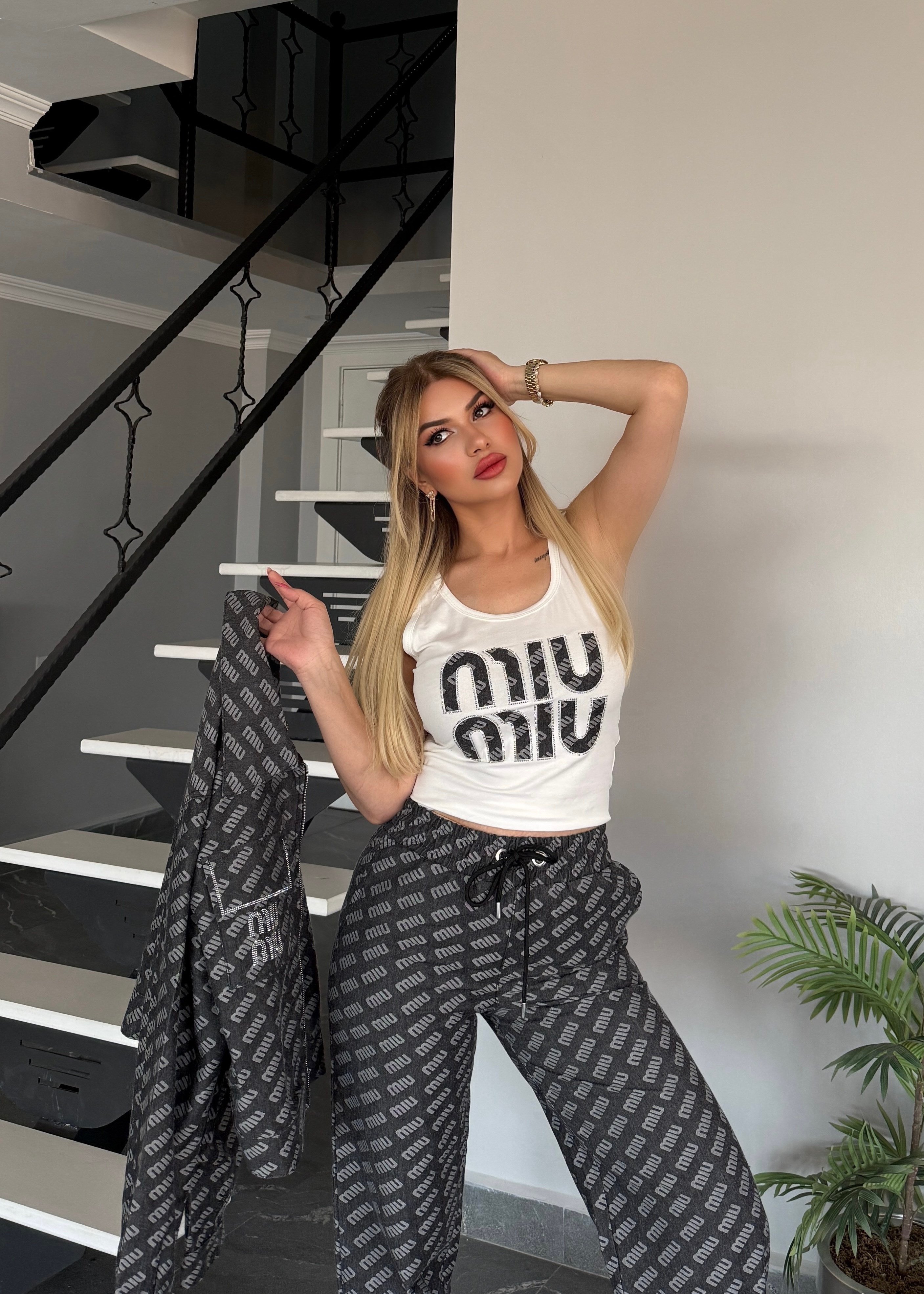 Royal 3 lü takım  füme beyaz atletli 