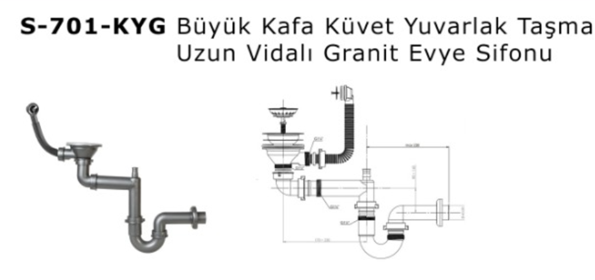 SIFON BUYUK KAFA TEKLI YUVARLAK TASMA GRANIT