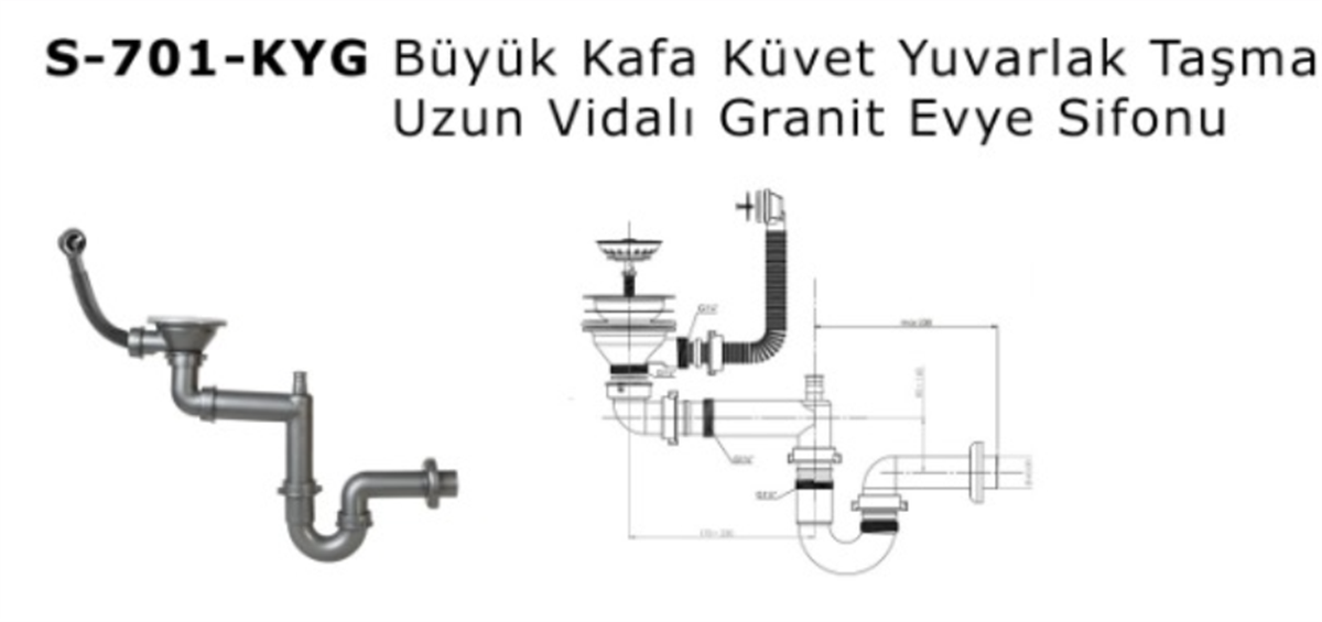 SIFON BUYUK KAFA TEKLI YUVARLAK TASMA GRANIT