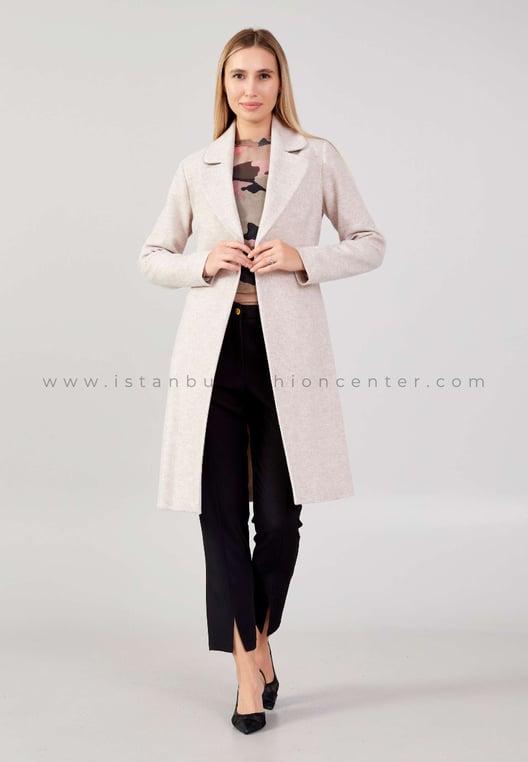Wool Solid Color Regular Beige Coat