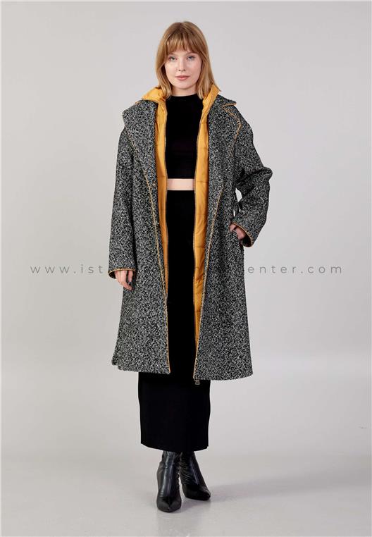 Lana Wool Solid Color Regular Black White Coat