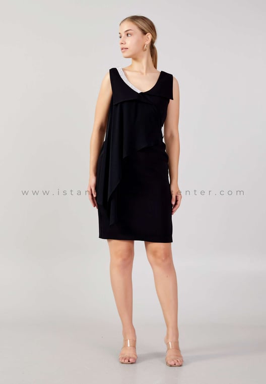 Sleeveless Midi Crepe Column Plus Size Black Evening Dress