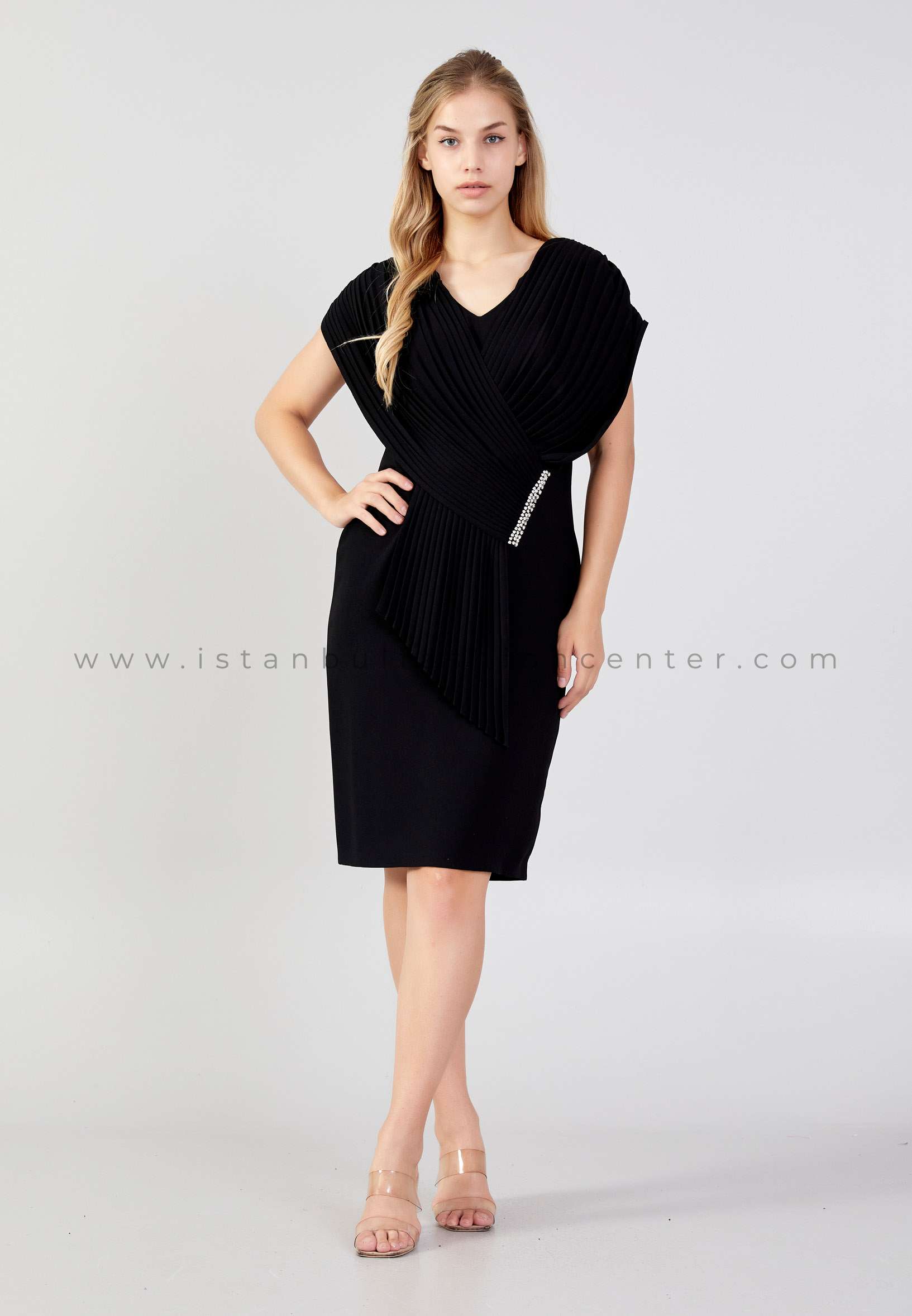 Short Sleeve Midi Viscose Column Plus Size Black Evening Dress