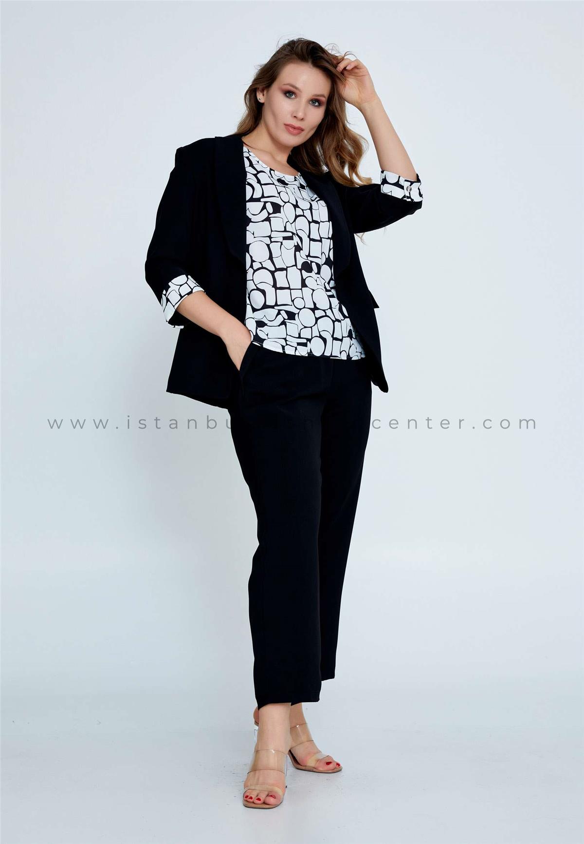 Mid-Length Viscose Plus Size Black White Three-Piece Outfit