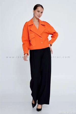 Long Sleeve Polyester Solid Color Regular Orange Jacket