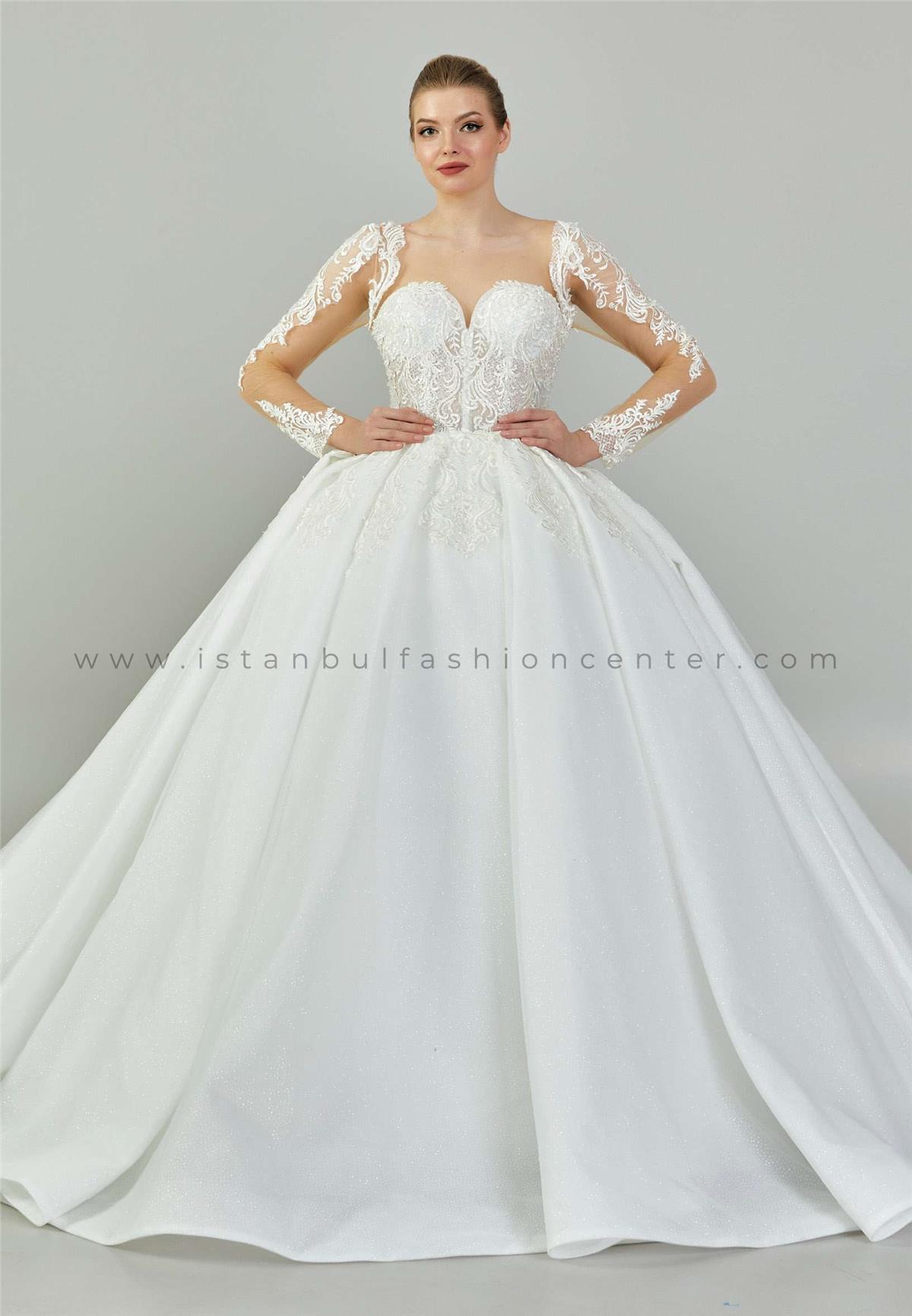 Long Sleeve Maxi Tulle Regular Ecru Wedding Dress 