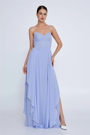 Sleeveless Maxi Chiffon Column Regular Purple Evening Dress