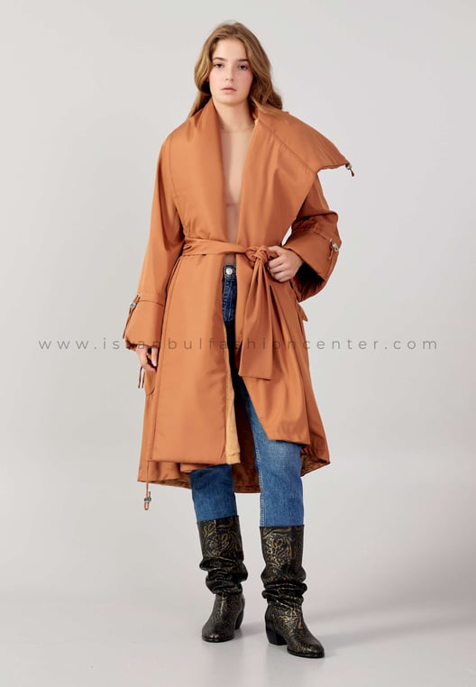 Polyester Solid Color Regular Brown Coat