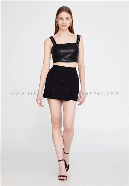 AIRPORTSleeveless Solid Color Regular Black Blouse Aır7644syh
