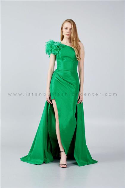 ALCHERASleeveless Maxi Polyester Mermaid Regular Green Wedding Guest Dress Alcy3229ben
