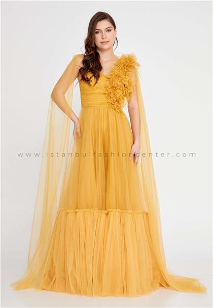ALCHERASleeveless Maxi Tulle A - Line Regular Orange Prom Dress Alcy3217har