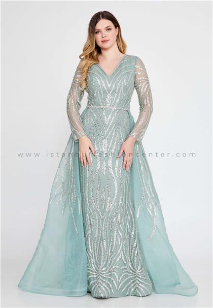 ARIANO HAUTE COUTURELong Sleeve Maxi Tulle Mermaid Regular Green Prom Dress Arı4102mın