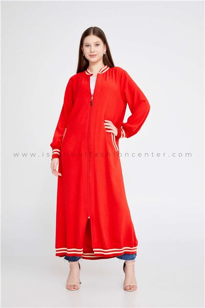AYDALong Sleeve Solid Color Regular Red Tunic Ayd4117kır