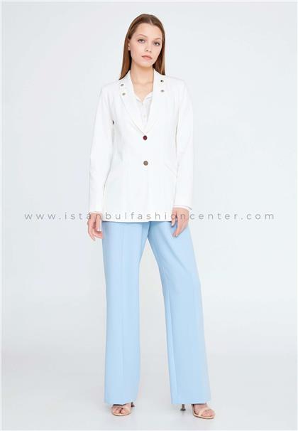BENA LABENALong Sleeve Crepe Solid Color Regular Ecru Jacket Bnafx-22209ekr